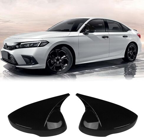 1 زوج من المرآة الجانبية تغطي غطاء الإسكان المتوافق مع 2022-2025 11th Gen Honda Civic Touring سيدان ، هاتشباك الرياضية ، النوع R مع نموذج إشارة الدوران (أسود ، عادي) in Kuwait