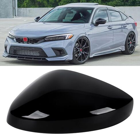1 Pair Side Mirror Covers Cap Housing Compatible with 2022-2025 11th gen Honda Civic Touring Sedan, Sport Touring Hatchback,Type R with Turn Signal Model (Black, Normal) in Saudi Arabia