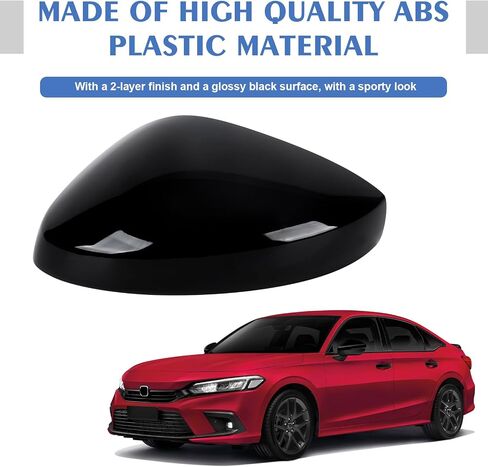 1 Pair Side Mirror Covers Cap Housing Compatible with 2022-2025 11th gen Honda Civic Touring Sedan, Sport Touring Hatchback,Type R with Turn Signal Model (Black, Normal) in Saudi Arabia