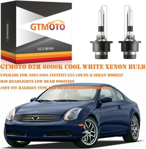 for 2003 2004 2005 Infiniti G35 HID Headlights Low Beam D2R Xenon Bulbs, 35W OEM P32D-3 Replacement, 6000K Cool Bright White Dipped Light, 2-Pack in Saudi Arabia