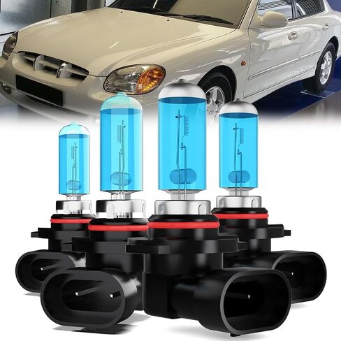 Headlight Bulbs Compatible With Hyundai Sonata 2002-2009, H1 High Beam + H7 Low Beam Halogen Light Bulb Combo, Super Bright 6000K White, Plug and Play, Pack of 4 in Saudi Arabia