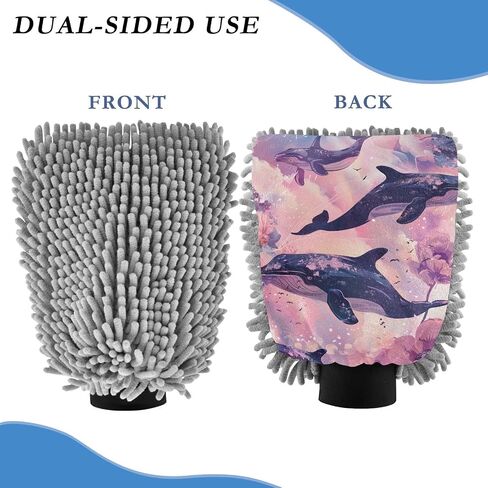 Absorbent Microfiber Car Wash Drying Mitts, 2 Pack, Scratch-Free & Lint-Free, Rich Foam, Highly Absorbent, Double Sided, Wash Mitt Perfect for Car Washing, M, Whale (9) in Saudi Arabia