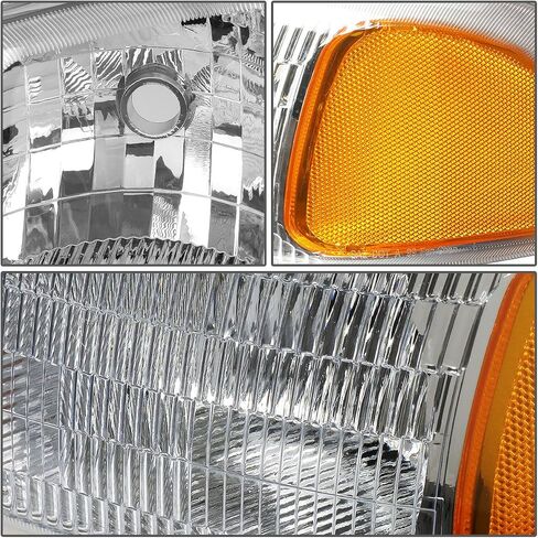 DNA Motoring HL-OH-DAN994P-CH-AM 4PCs من المصابيح الأمامية+مصباح المصد [02-06 GMC Sierra/Yukon] ، Chrome Amber in Saudi Arabia