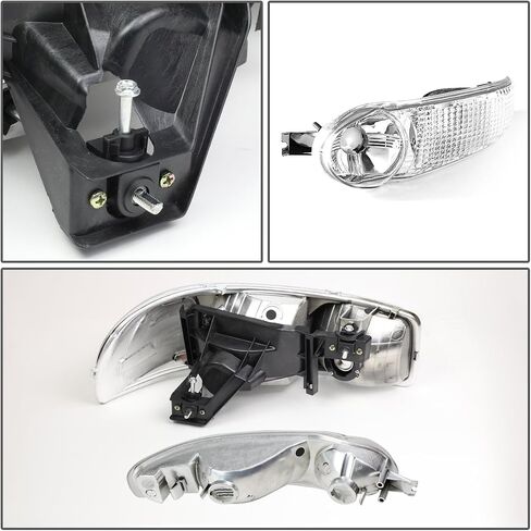 DNA Motoring HL-OH-DAN994P-CH-AM 4PCs من المصابيح الأمامية+مصباح المصد [02-06 GMC Sierra/Yukon] ، Chrome Amber in Saudi Arabia