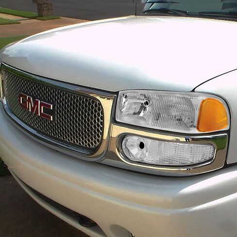 DNA Motoring HL-OH-DAN994P-CH-AM 4PCs من المصابيح الأمامية+مصباح المصد [02-06 GMC Sierra/Yukon] ، Chrome Amber in Saudi Arabia