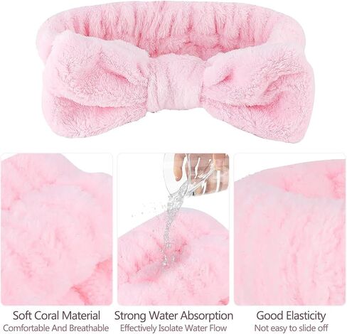 16pcs Skincare Headband Set, Headband Set for Face Washing Spa and Makeup, Including 1 Hairband, Wristband, 3 Hair Claw Clips and 10 Hair Ties, with Box, Gift for Women and Girls, Pink in Saudi Arabia