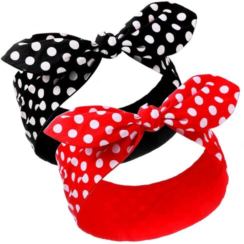 2 قطعة من Polka Dot رئيس Bandana عصابة 50S ملحقات الشعر الأزياء أقواس رأس واسع للنساء والفتيات (الأحمر ، الأسود ، نقاط صغيرة) in Saudi Arabia