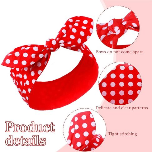 2 قطعة من Polka Dot رئيس Bandana عصابة 50S ملحقات الشعر الأزياء أقواس رأس واسع للنساء والفتيات (الأحمر ، الأسود ، نقاط صغيرة) in Saudi Arabia