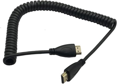 Seadream HDMI to HDMI Cable,Coiled Left Angled HDMI Male to HDMI Male Converter Adapter Cable, Support 3D, 1080P Resolution Stretched Length 12'' -75'' (Left Angled) in Saudi Arabia