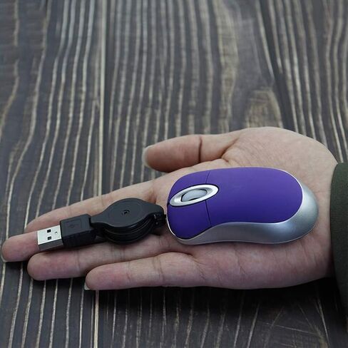 Mini Small Travel Optical Mouse Portable USB Wired Mouse with Retractable USB Cord for PC Laptop Computer Desktop Office Business Home School Kids Girls Boys Women Men Gift(Red) in Kuwait