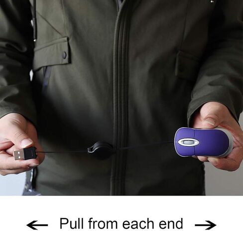 Mini Small Travel Optical Mouse Portable USB Wired Mouse with Retractable USB Cord for PC Laptop Computer Desktop Office Business Home School Kids Girls Boys Women Men Gift(Red) in Kuwait