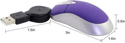 Mini Small Travel Optical Mouse Portable USB Wired Mouse with Retractable USB Cord for PC Laptop Computer Desktop Office Business Home School Kids Girls Boys Women Men Gift(Red) in Kuwait