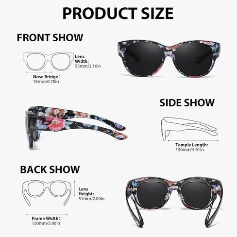 VIEWBETTER® Polarized Fit Over Sunglasses for Women Men, Trendy Oversized Round Wear Over Glasses UV Protection for Driving in Saudi Arabia