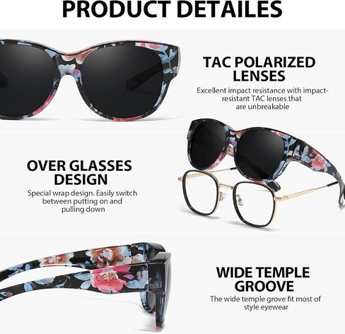 VIEWBETTER® Polarized Fit Over Sunglasses for Women Men, Trendy Oversized Round Wear Over Glasses UV Protection for Driving in Saudi Arabia