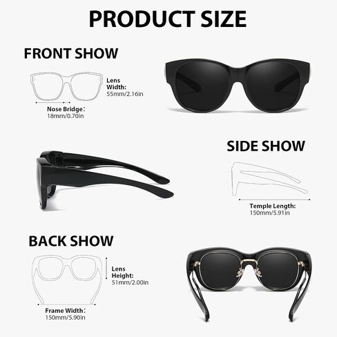 VIEWBETTER® Polarized Fit Over Sunglasses for Women Men, Trendy Oversized Round Wear Over Glasses UV Protection for Driving in Saudi Arabia