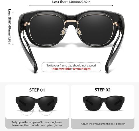 VIEWBETTER® Polarized Fit Over Sunglasses for Women Men, Trendy Oversized Round Wear Over Glasses UV Protection for Driving in Saudi Arabia