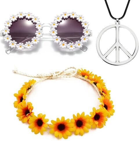 Dollger Daisy Sunglasses for Women Flower Round Fashion Rave Party Disco Fun Festival Retro Sunglasses,White Purple in Saudi Arabia