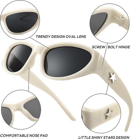 FEISEDY Y2K Wrap Around Fashion Sunglasses for Women Men Trendy Futuristic 2000s Accessories Oval Sunglasses B1088 in Saudi Arabia