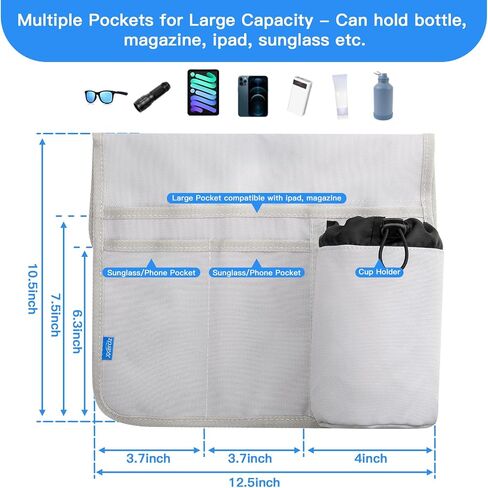 Xxerciz Beach Chair Cup Holder, Camping Chair Armrest Drink Organizer with Easily Attached Hook and Loop Strap, Universal Chair Accessory for Water Bottle, Sunglasses, Phone, Tablet, etc. (Blue) in Kuwait
