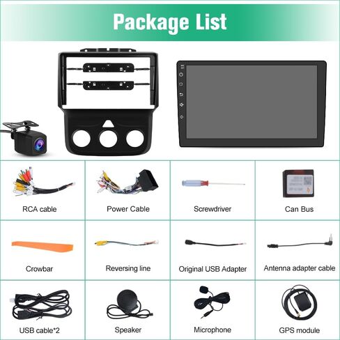 Android 13 Car Radio Stereo for Dodge RAM 1500 2500 3500 2013 2014 2015 2015 2017 2018 مع Carplay Android Auto Bluetooth 2GB RAM 64GB ROM (فقط FIT Manual AC) in Kuwait