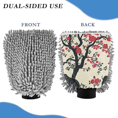 Absorbent Microfiber Car Wash Drying Mitts, 2 Pack, Scratch-Free & Lint-Free, Rich Foam, Highly Absorbent, Double Sided, Wash Mitt Perfect for Car Washing, M, Dog (3) in Saudi Arabia