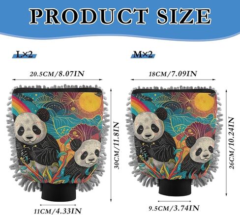 Absorbent Microfiber Car Wash Drying Mitts, 2 Pack, Scratch-Free & Lint-Free, Rich Foam, Highly Absorbent, Double Sided, Wash Mitt Perfect for Car Washing, M, Panda (49) in Saudi Arabia