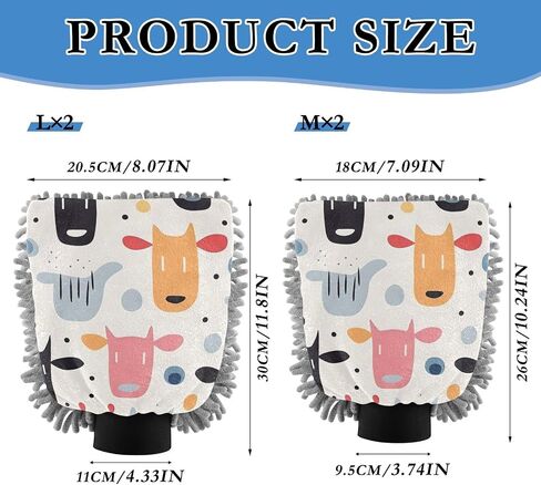 Absorbent Microfiber Car Wash Drying Mitts, 2 Pack, Scratch-Free & Lint-Free, Rich Foam, Highly Absorbent, Double Sided, Wash Mitt Perfect for Car Washing, L, Cute Illustration Cow in Saudi Arabia