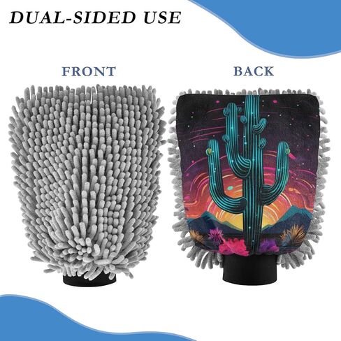 Absorbent Microfiber Car Wash Drying Mitts, 2 Pack, Scratch-Free & Lint-Free, Rich Foam, Highly Absorbent, Double Sided, Wash Mitt Perfect for Car Washing, L, Flower (24) in Saudi Arabia