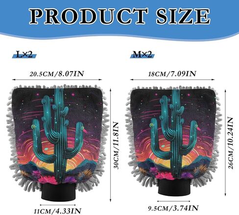 Absorbent Microfiber Car Wash Drying Mitts, 2 Pack, Scratch-Free & Lint-Free, Rich Foam, Highly Absorbent, Double Sided, Wash Mitt Perfect for Car Washing, L, Flower (24) in Saudi Arabia