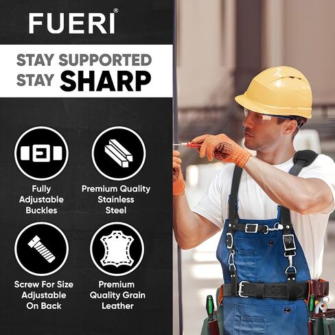 FUERI Tool Belt Suspenders for Men Heavy Duty Bags Construction Carpenter Tools Electricians Framers in Kuwait