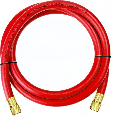 2025 تم ترقيته 3/8 "خرطوم فراغ HVAC ، خرطوم شحن التبريد ، وتوبيخ شحن المبردات ، 3/8" × 3/8 "، 6 أقدام ، مقاومة منخفضة ومعدل تدفق عالي ، إخلاء HVAC أسرع واسترداد ، 20 ميكرون الفراغ ، الأحمر ، الأحمر in Kuwait