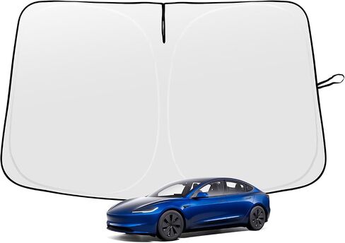 Windshield Sunshade for Tesla Model 3 2017-2025, Foldable Full-Cover Front Window Sunshade with Storage Bag, Accessories for Tesla Model 3 Highland Windshied Sun Shade 2025 in Saudi Arabia