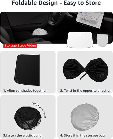 Windshield Sunshade for Tesla Model 3 2017-2025, Foldable Full-Cover Front Window Sunshade with Storage Bag, Accessories for Tesla Model 3 Highland Windshied Sun Shade 2025 in Saudi Arabia