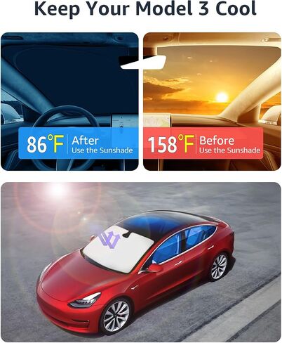 Windshield Sunshade for Tesla Model 3 2017-2025, Foldable Full-Cover Front Window Sunshade with Storage Bag, Accessories for Tesla Model 3 Highland Windshied Sun Shade 2025 in Saudi Arabia
