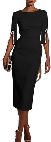 Women's Party Dress Round Neck Split Sleeve Pencil Dress Elegant Slimming Commuter Dress in Saudi Arabia