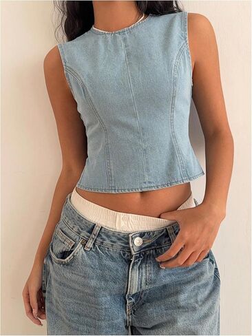 ربطة عنق ماكميتشيك للسيدات مفتوحة الظهر القمامة من طاقم الرقبة على أكمام in Kuwait