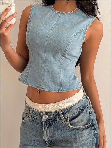 ربطة عنق ماكميتشيك للسيدات مفتوحة الظهر القمامة من طاقم الرقبة على أكمام in Kuwait