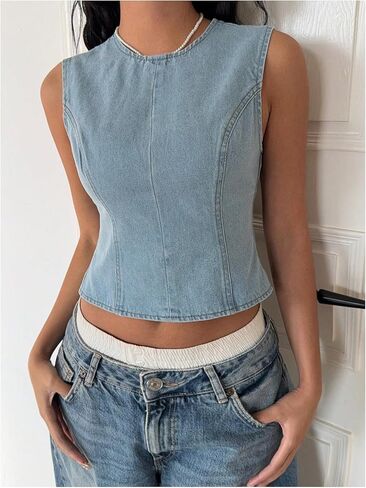 ربطة عنق ماكميتشيك للسيدات مفتوحة الظهر القمامة من طاقم الرقبة على أكمام in Kuwait