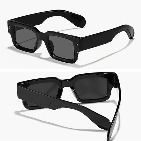 IKANOO Square Thick Frame Sunglasses for Women Men Retro Rectangle Sunglasses Trendy Chunky Eyewear Black Shades in Kuwait