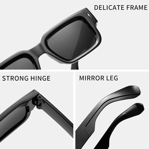 IKANOO Square Thick Frame Sunglasses for Women Men Retro Rectangle Sunglasses Trendy Chunky Eyewear Black Shades in Kuwait