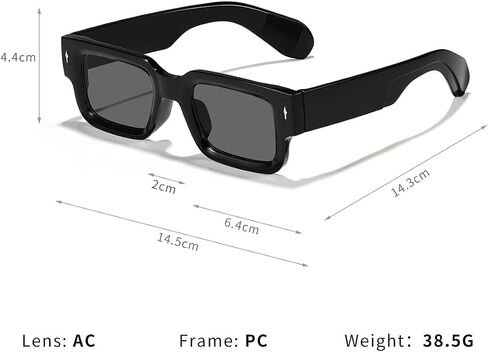 IKANOO Square Thick Frame Sunglasses for Women Men Retro Rectangle Sunglasses Trendy Chunky Eyewear Black Shades in Kuwait