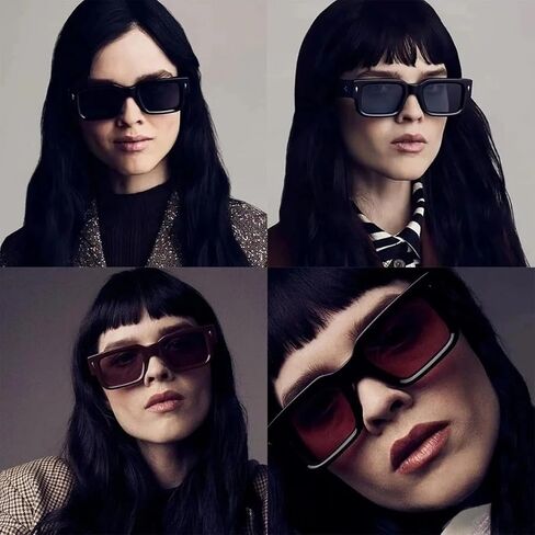 IKANOO Square Thick Frame Sunglasses for Women Men Retro Rectangle Sunglasses Trendy Chunky Eyewear Black Shades in Kuwait