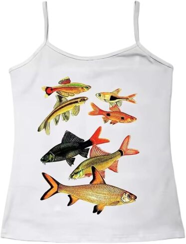 Y2k Grunge Camisole Tops Streetwear Women Sleeveless Corset Print Cute Crop Tops Emo Gothic Tank 90s 2000s in Saudi Arabia