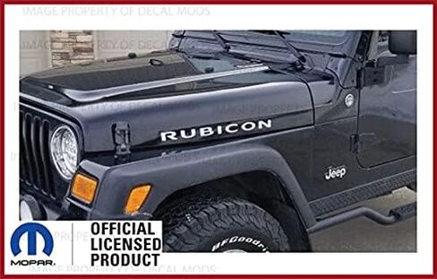 Decal Mods Rubicon Hood Decals Stickers fits Jeep Wrangler Rubicon JK (2007-2018) or TJ (1997-2006) Set of 2 [Metallic Silver] SJ4T6 in Saudi Arabia