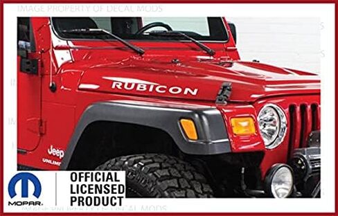 Decal Mods Rubicon Hood Decals Stickers fits Jeep Wrangler Rubicon JK (2007-2018) or TJ (1997-2006) Set of 2 [Metallic Silver] SJ4T6 in Saudi Arabia