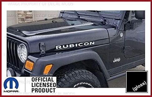 Decal Mods Rubicon Hood Decals Stickers fits Jeep Wrangler Rubicon JK (2007-2018) or TJ (1997-2006) Set of 2 [Metallic Silver] SJ4T6 in Saudi Arabia