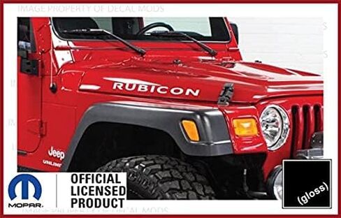 Decal Mods Rubicon Hood Decals Stickers fits Jeep Wrangler Rubicon JK (2007-2018) or TJ (1997-2006) Set of 2 [Metallic Silver] SJ4T6 in Saudi Arabia