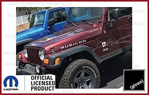 Decal Mods Rubicon Hood Decals Stickers fits Jeep Wrangler Rubicon JK (2007-2018) or TJ (1997-2006) Set of 2 [Metallic Silver] SJ4T6 in Saudi Arabia