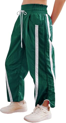 Wyeysyt Womens Wide Leg Pants Baggy Sweatpants Casual Drawstring Elastic Waist Contrast Color Y2K Track Pants in Kuwait