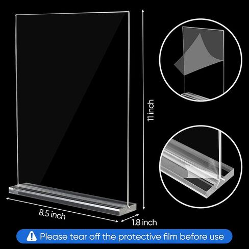 Acrylic Sign Holder 8.5 x 11, 3 Pack Clear Double Side T Shape Acrylic Table Sign Stands for Displaying, Flyer Holder Paper Card Holder for Office Business Store Restaurants in Saudi Arabia